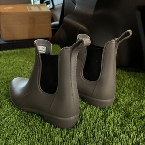 Grey rain boots